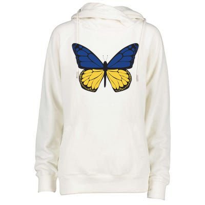 Ukraine Butterfly Illustration Womens Funnel Neck Pullover Hood