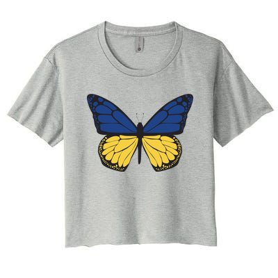 Ukraine Butterfly Illustration Women's Crop Top Tee