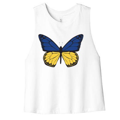 Ukraine Butterfly Illustration Women's Racerback Cropped Tank