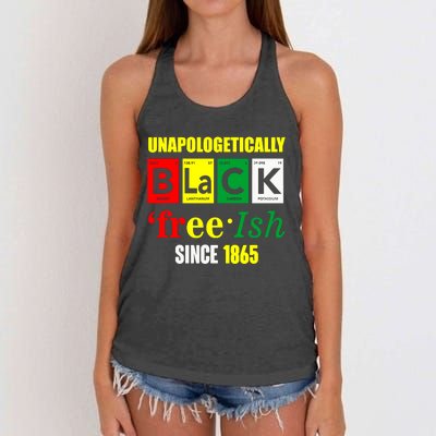 Unapologetically Black Juneteenth Freeish Since 1865 Women's Knotted Racerback Tank