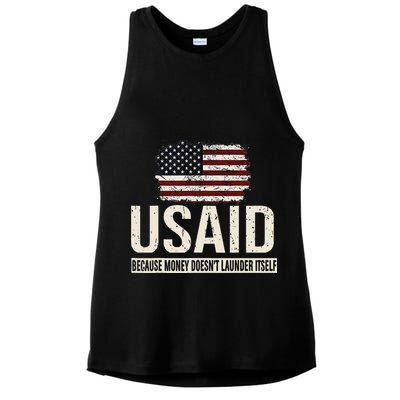 Usaid Because Money Doesn’T Launder Itself Us Americans Ladies PosiCharge Tri-Blend Wicking Tank