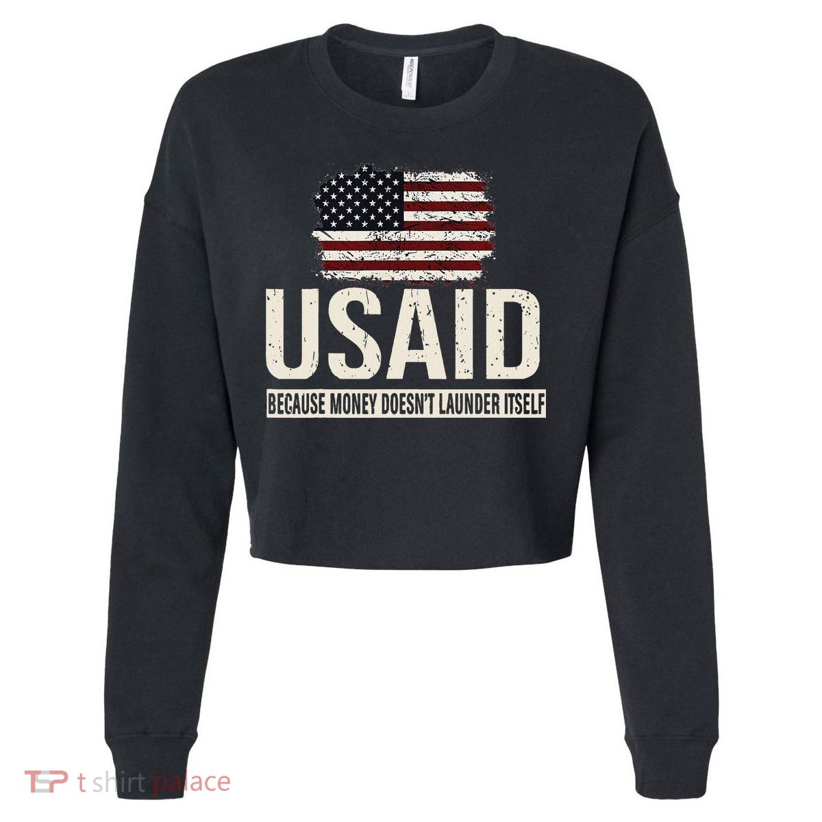 Usaid Because Money Doesn’T Launder Itself Us Americans Cropped Pullover Crew