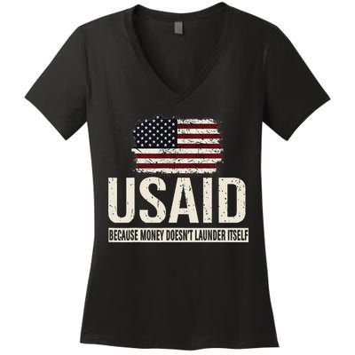 Usaid Because Money Doesn’T Launder Itself Us Americans Women's V-Neck T-Shirt