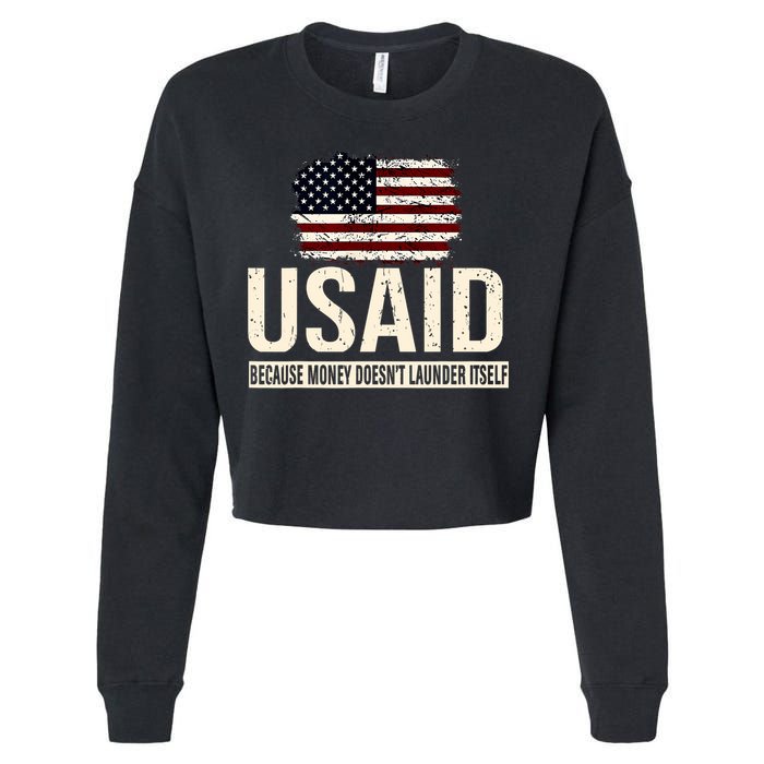 Usaid Because Money Doesn’T Launder Itself Us Americans Cropped Pullover Crew