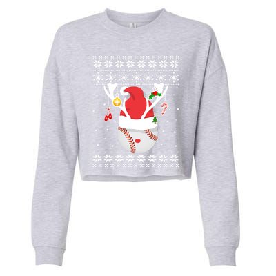 Ugly Baseball Merry Ball Xmas Sweater Christmas Holiday Gift Cropped Pullover Crew