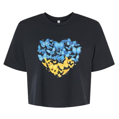 Ukrainian Butterfly Mashup Ukraine Flag Bella+Canvas Jersey Crop Tee