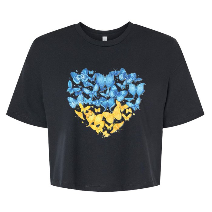 Ukrainian Butterfly Mashup Ukraine Flag Bella+Canvas Jersey Crop Tee