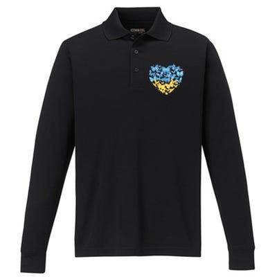 Ukrainian Butterfly Mashup Ukraine Flag Performance Long Sleeve Polo