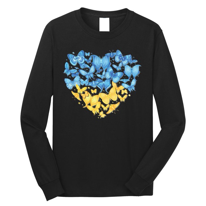 Ukrainian Butterfly Mashup Ukraine Flag Long Sleeve Shirt