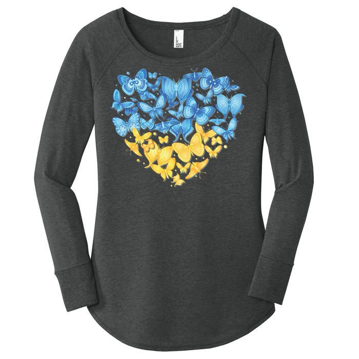 Ukrainian Butterfly Mashup Ukraine Flag Women's Perfect Tri Tunic Long Sleeve Shirt