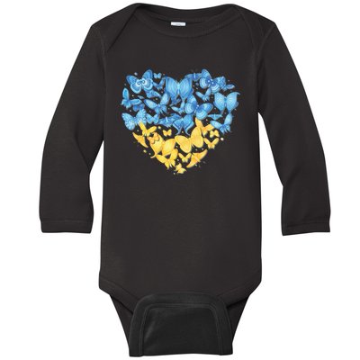 Ukrainian Butterfly Mashup Ukraine Flag Baby Long Sleeve Bodysuit