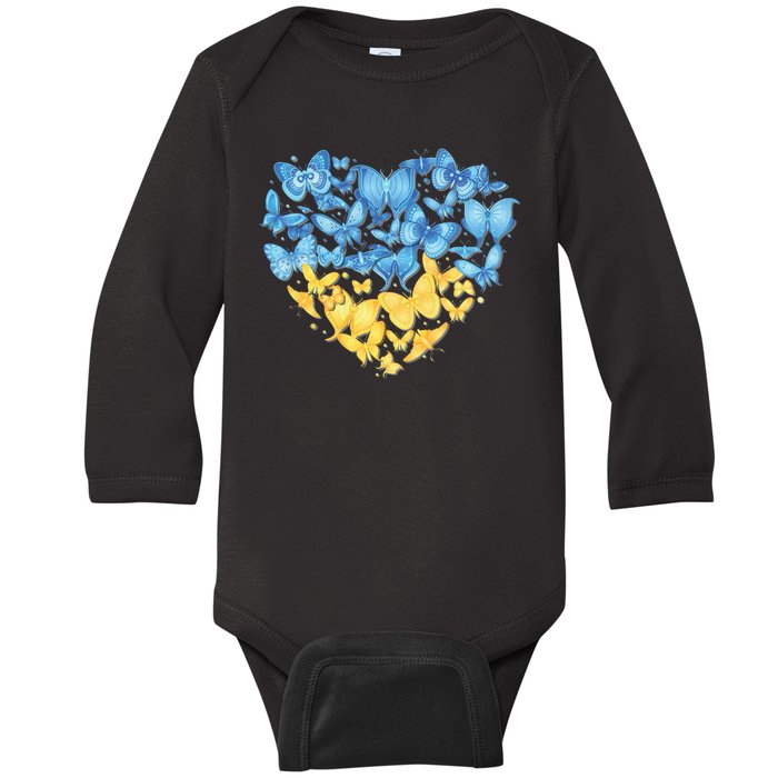 Ukrainian Butterfly Mashup Ukraine Flag Baby Long Sleeve Bodysuit