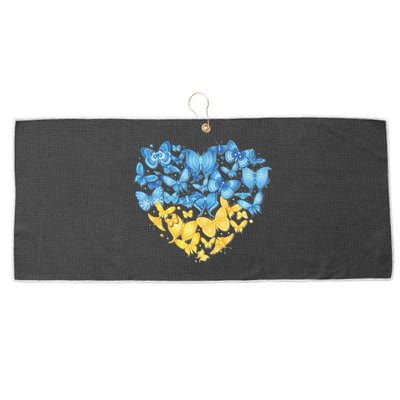 Ukrainian Butterfly Mashup Ukraine Flag Large Microfiber Waffle Golf Towel