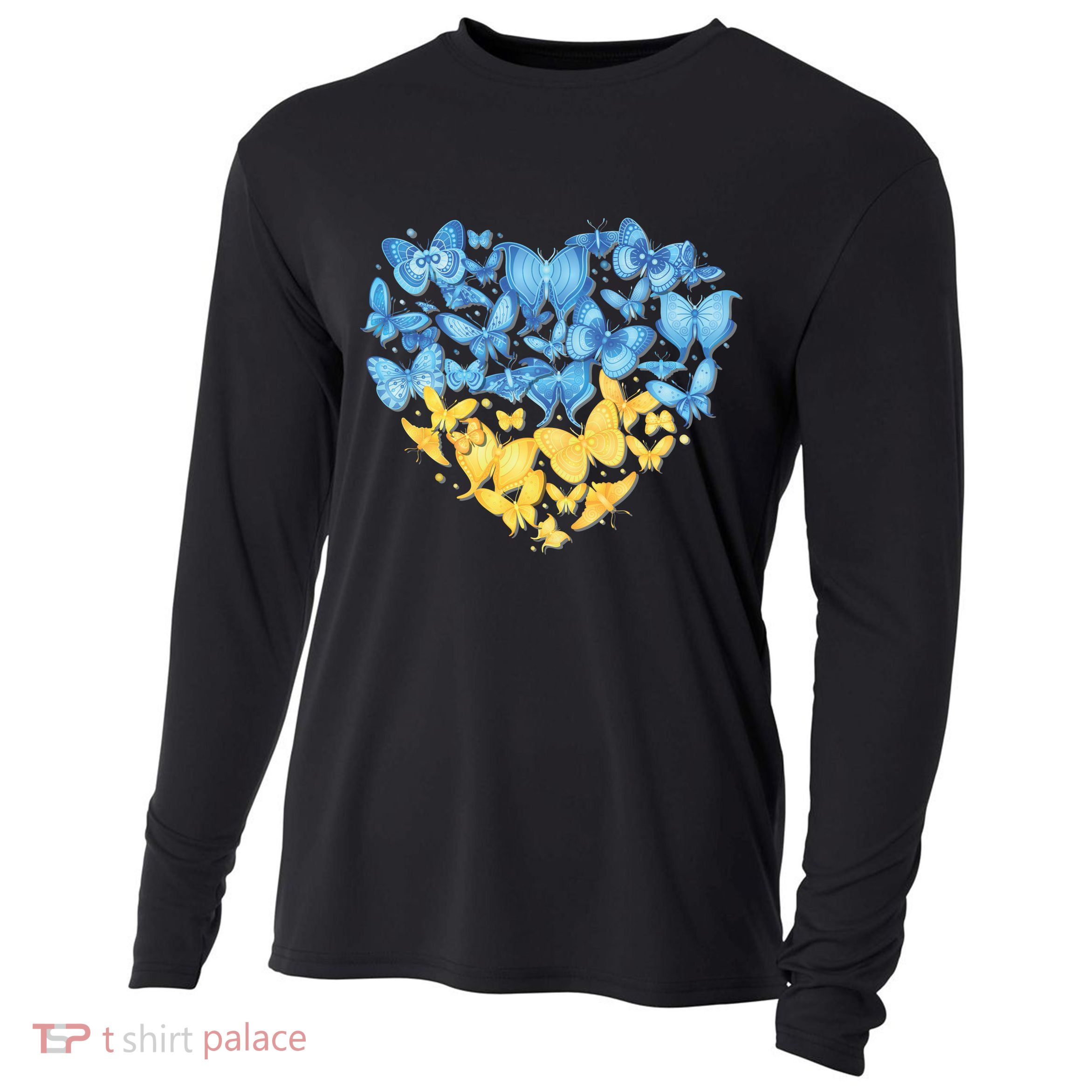 Ukrainian Butterfly Mashup Ukraine Flag Cooling Performance Long Sleeve Crew