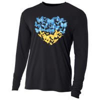 Ukrainian Butterfly Mashup Ukraine Flag Cooling Performance Long Sleeve Crew