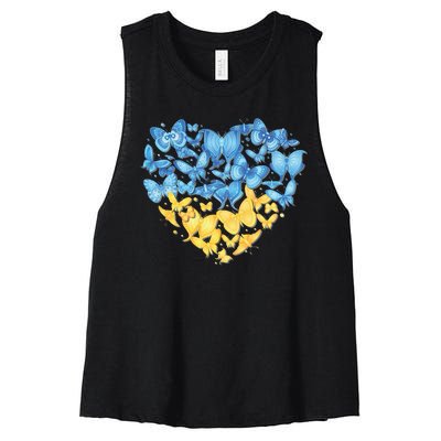 Ukrainian Butterfly Mashup Ukraine Flag Women's Racerback Cropped Tank