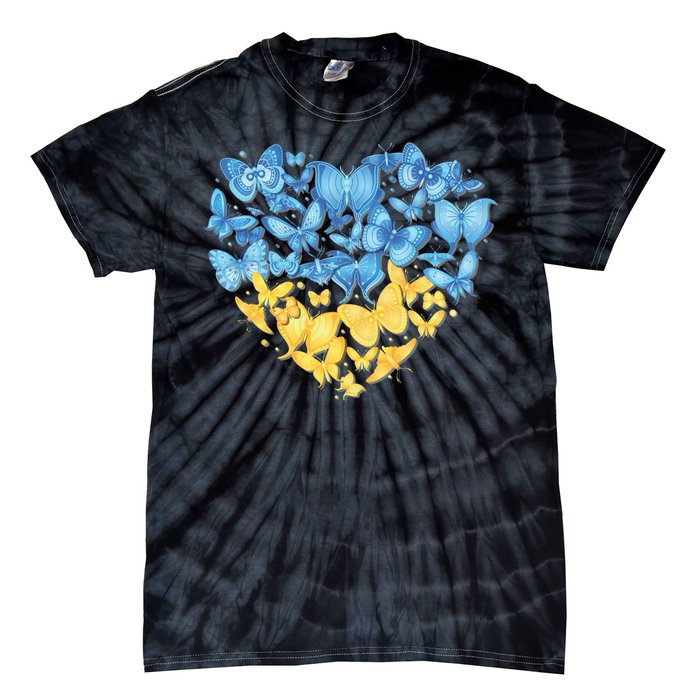 Ukrainian Butterfly Mashup Ukraine Flag Tie-Dye T-Shirt