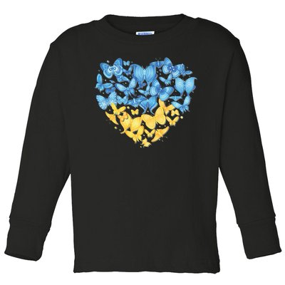 Ukrainian Butterfly Mashup Ukraine Flag Toddler Long Sleeve Shirt