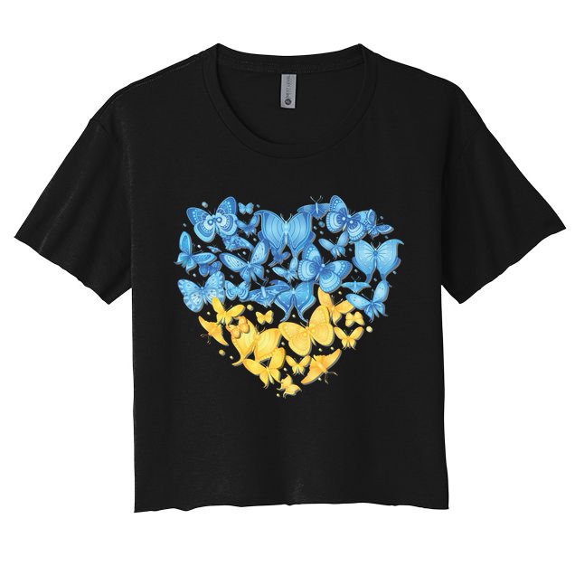 Ukrainian Butterfly Mashup Ukraine Flag Crop Top