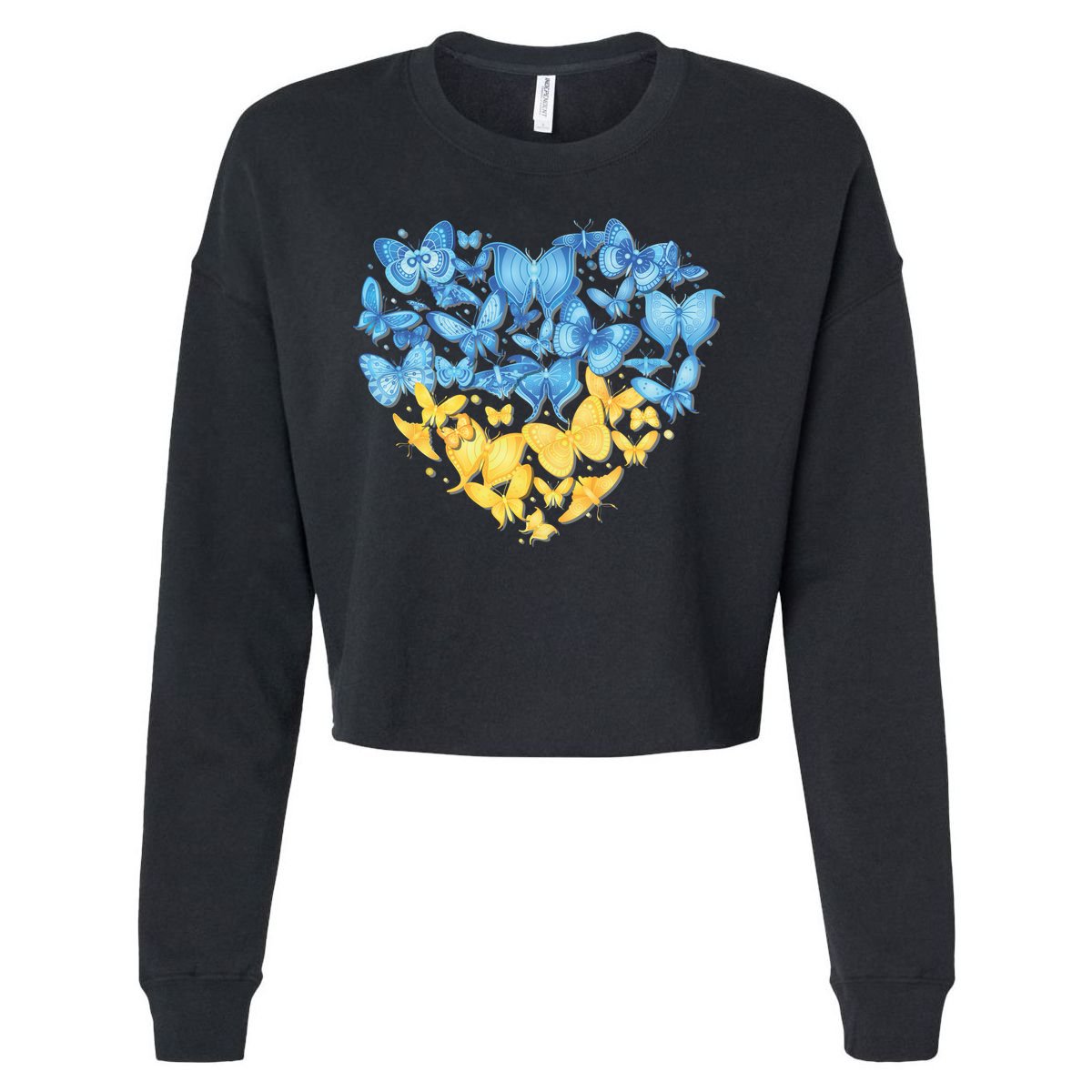 Ukrainian Butterfly Mashup Ukraine Flag Cropped Pullover Crew