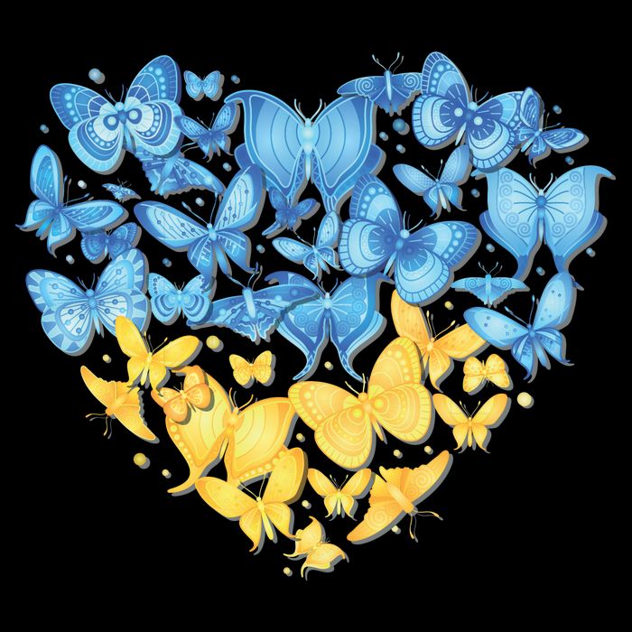 Ukrainian Butterfly Mashup Ukraine Flag Ladies Long Sleeve Shirt