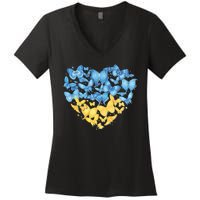 Ukrainian Butterfly Mashup Ukraine Flag Women's V-Neck T-Shirt