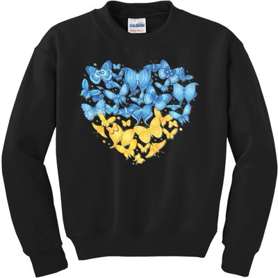 Ukrainian Butterfly Mashup Ukraine Flag Kids Sweatshirt