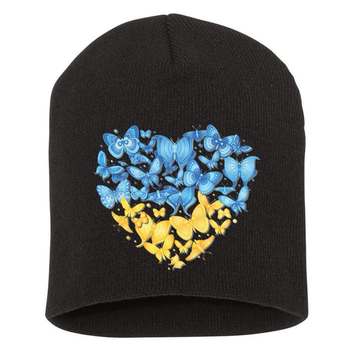 Ukrainian Butterfly Mashup Ukraine Flag Short Acrylic Beanie