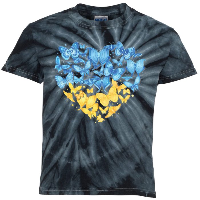 Ukrainian Butterfly Mashup Ukraine Flag Kids Tie-Dye T-Shirt