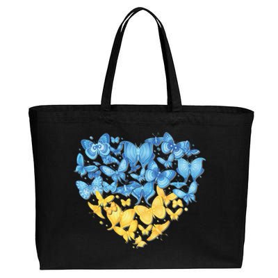 Ukrainian Butterfly Mashup Ukraine Flag Cotton Canvas Jumbo Tote