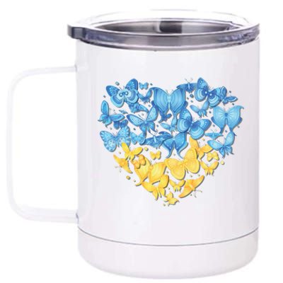 Ukrainian Butterfly Mashup Ukraine Flag 12 oz Stainless Steel Tumbler Cup