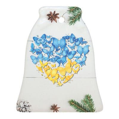 Ukrainian Butterfly Mashup Ukraine Flag Ceramic Bell Ornament