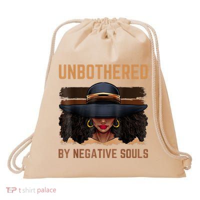 Unbothered By Negative Souls Juneteenth Black Women Freedom Drawstring Bag