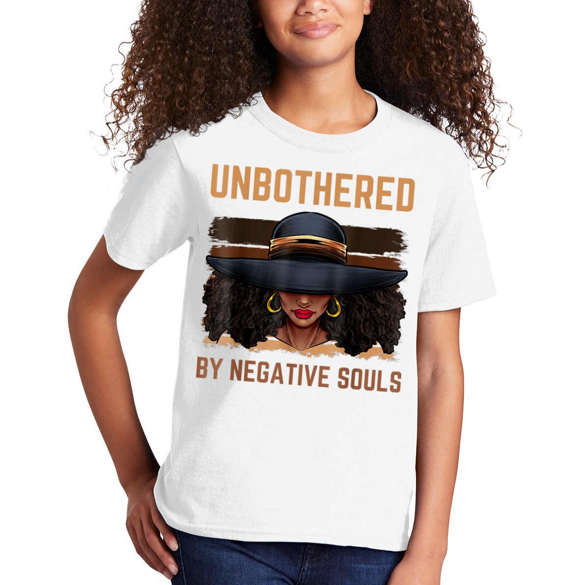 Unbothered By Negative Souls Juneteenth Black Women Freedom Kids T-Shirt