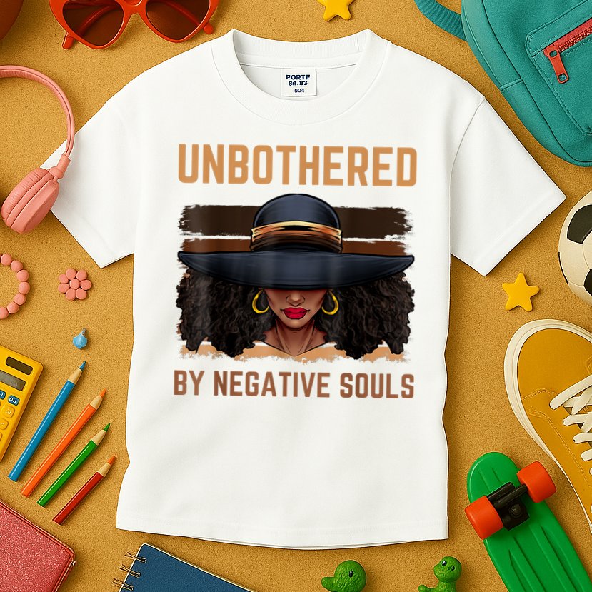 Unbothered By Negative Souls Juneteenth Black Women Freedom Kids T-Shirt