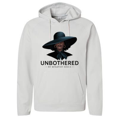 Unbothered By Negative Souls Sassy Black Girl Queen Ladies Performance Fleece Hoodie