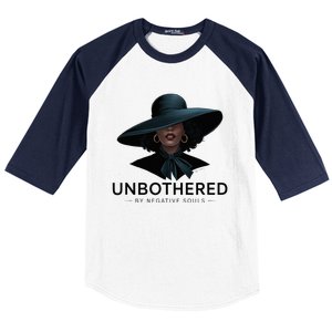 Unbothered By Negative Souls Sassy Black Girl Queen Ladies Baseball Sleeve Shirt