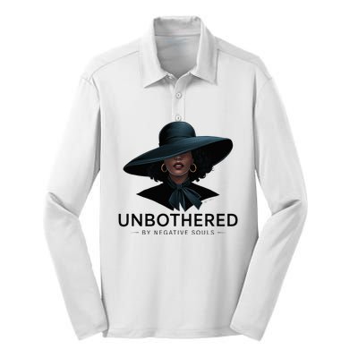 Unbothered By Negative Souls Sassy Black Girl Queen Ladies Silk Touch Performance Long Sleeve Polo