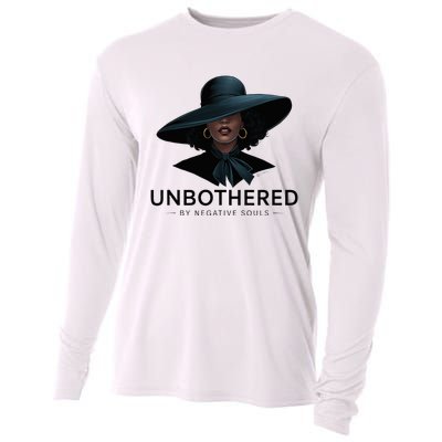 Unbothered By Negative Souls Sassy Black Girl Queen Ladies Cooling Performance Long Sleeve Crew