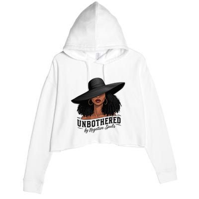 Unbothered By Negative Souls Sassy Black Girl Queen Ladies Crop Fleece Hoodie