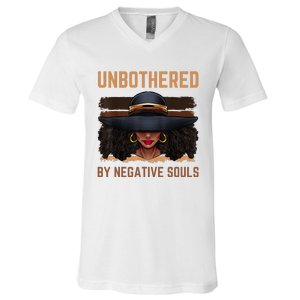 Unbothered By Negative Souls Juneteenth Black Women Freedom V-Neck T-Shirt