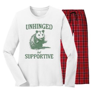 Unhinged But Supportive Women's Long Sleeve Flannel Pajama Set 