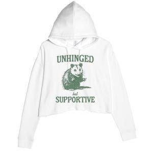 Unhinged But Supportive Crop Fleece Hoodie