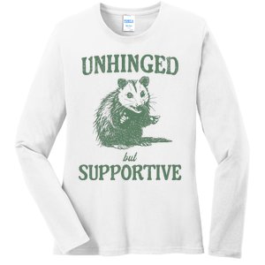 Unhinged But Supportive Ladies Long Sleeve Shirt