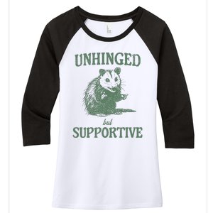 Unhinged But Supportive Women's Tri-Blend 3/4-Sleeve Raglan Shirt