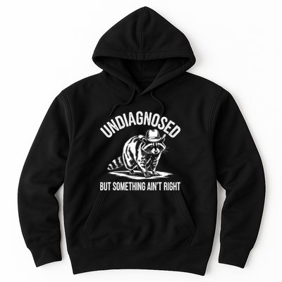 Undiagnosed But Something AinT Right Cowboy Funny Raccoon Hoodie