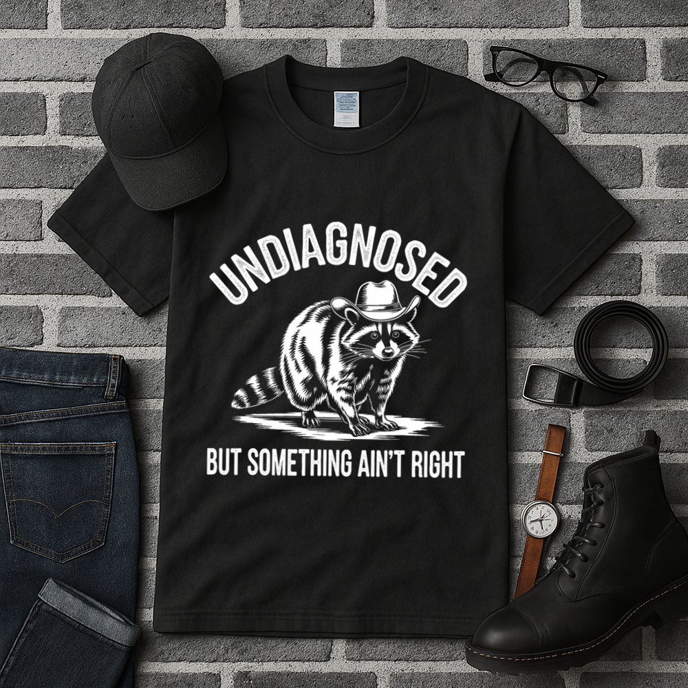 Undiagnosed But Something AinT Right Cowboy Funny Raccoon Tall T-Shirt
