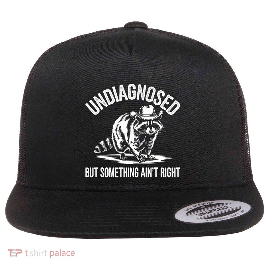 Undiagnosed But Something AinT Right Cowboy Funny Raccoon Flatbill Hat