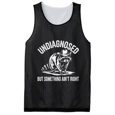 Undiagnosed But Something AinT Right Cowboy Funny Raccoon Mesh Reversible Basketball Jersey Tank