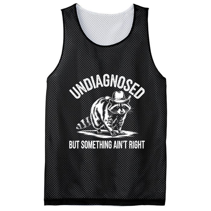 Undiagnosed But Something AinT Right Cowboy Funny Raccoon Mesh Reversible Basketball Jersey Tank